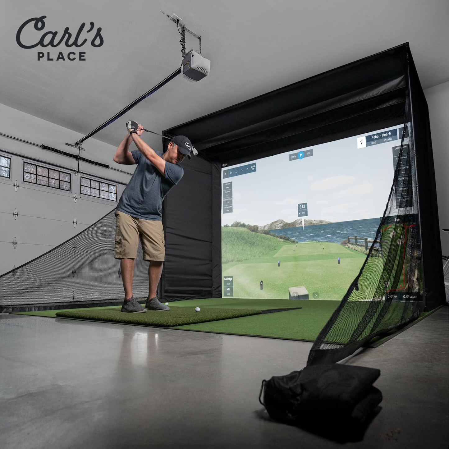 Carl's Place 8x8x5 DIY Golf Simulator Enclosure Kit with Preferred Impact Screen